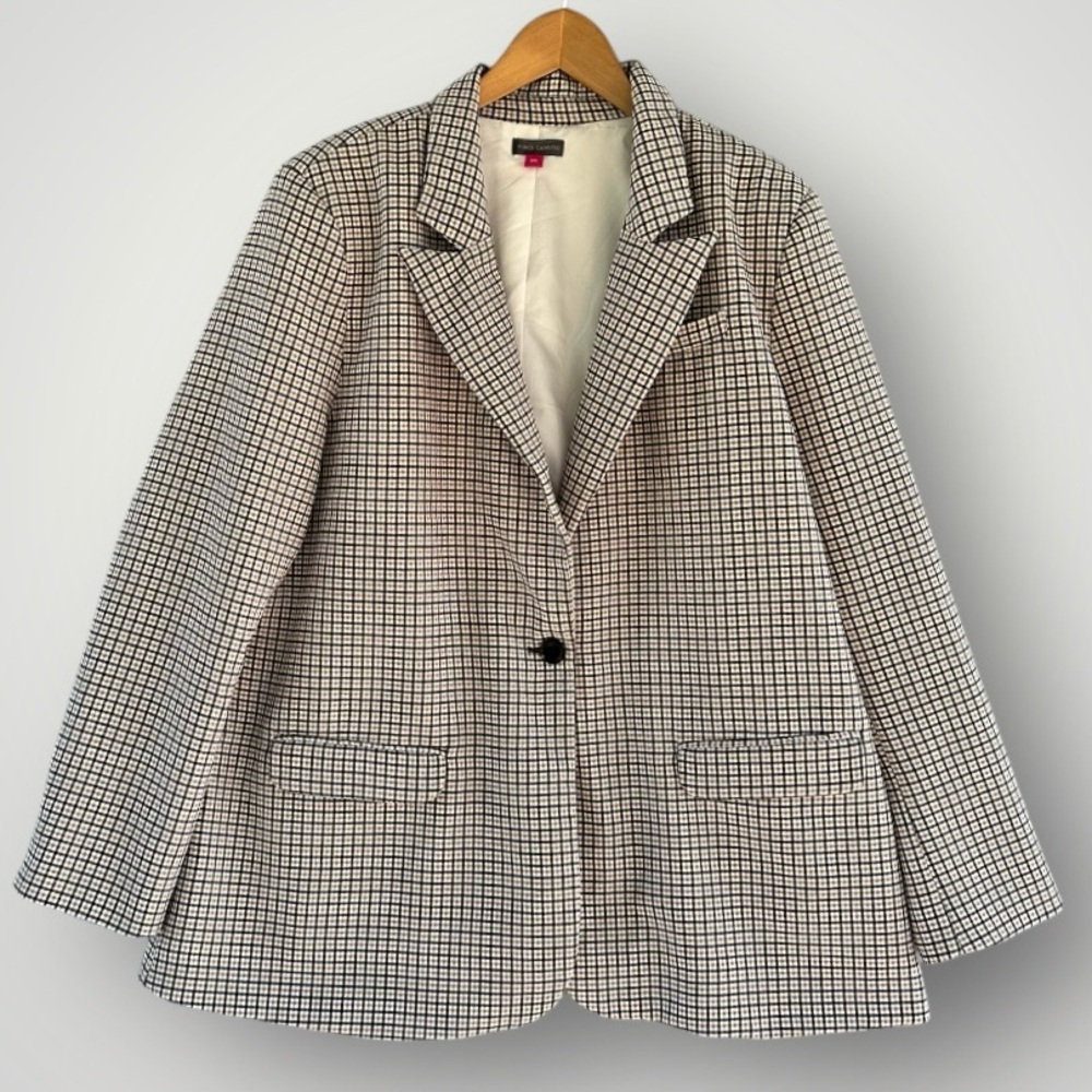 Vince Camuto Black and White Grid Blazer